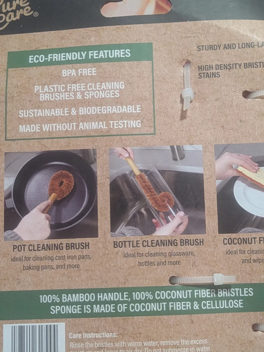 Live Green Sponge & Natural Fiber Cleaning Brushes - Brown